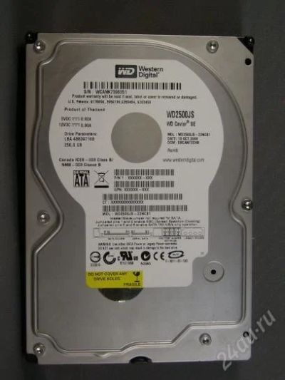 Лот: 1137349. Фото: 1. HDD 250Gb WD2500JS SATA-2. Жёсткие диски (HDD)