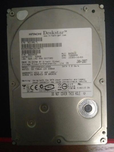 Лот: 11029107. Фото: 1. Жесткий диск Hitachi 320GB. Жёсткие диски (HDD)