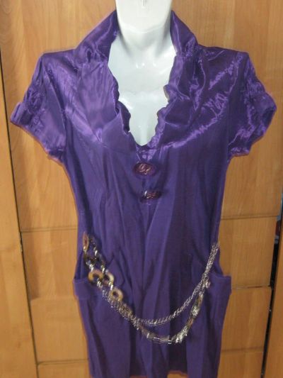 Лот: 4085618. Фото: 1. Платье прямое, фиолетовое, с поясом... Платья