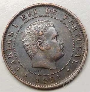 Лот: 904719. Фото: 1. Португалия. 10 рейс 1891г. (2). Европа