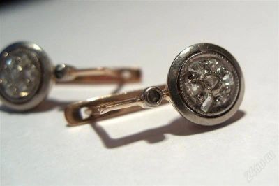 Лот: 888676. Фото: 1. Серьги золото 583 пробы с камнями. Серьги, каффы