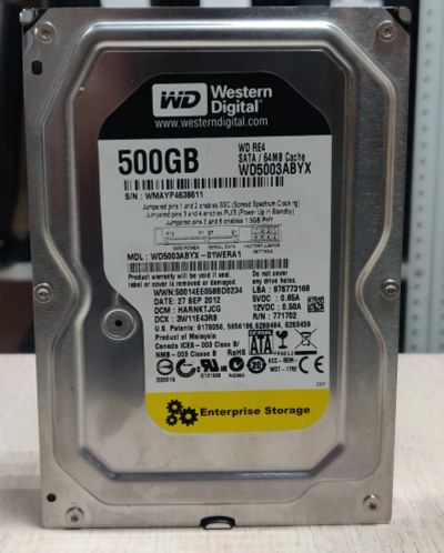 Лот: 20826638. Фото: 1. HDD 500 Гб/WD Black/3,5''/Sata... Жёсткие диски (HDD)