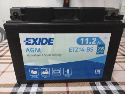 Лот: 25787660. Фото: 1. Аккумулятор AGM Exide ETZ14-BS... Запчасти