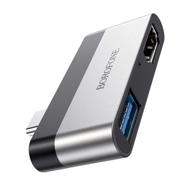 Лот: 19330793. Фото: 1. HUB Type-C (HDMI) Borofone - Чёрный. USB хабы