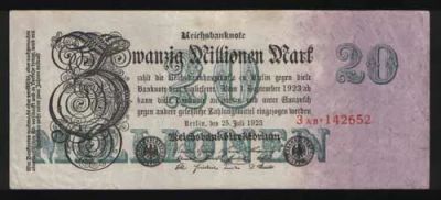 Лот: 25806782. Фото: 1. Банкнота Германии 20 млн 1923. Германия и Австрия