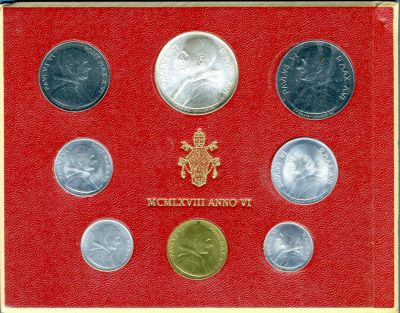 Лот: 11195863. Фото: 1. Ватикан набор монет 1968г - в... Европа