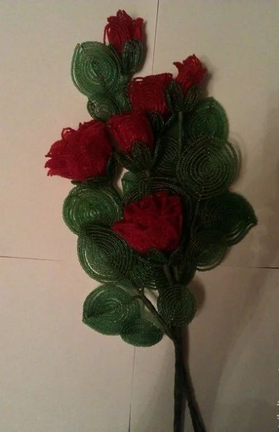 Лот: 3526674. Фото: 1. Шикарная ветка розы из бисера... Подарки на Новый год