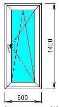 Лот: 19107062. Фото: 1. Окно ПВХ 600х1400, 1 створка поворотно-откидная... Окна, балконы