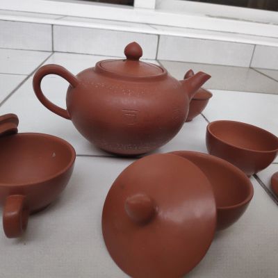 Лот: 16425360. Фото: 1. Чайный сервиз глиняный. Сервизы, наборы посуды