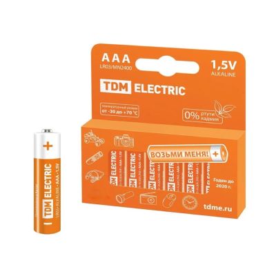 Лот: 24082299. Фото: 1. Батарейка TDM Electric, ААА (LR03... Батарейки, аккумуляторы, элементы питания
