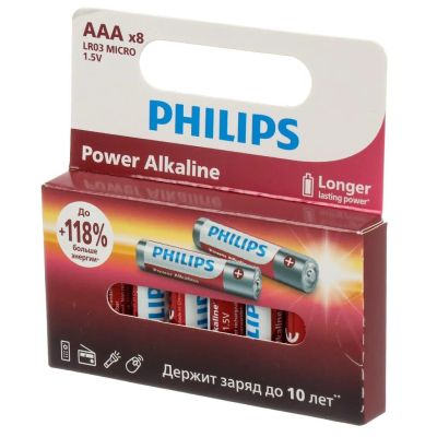 Лот: 24095873. Фото: 1. Батарейка Philips, ААА (LR03-8BL... Батарейки, аккумуляторы, элементы питания