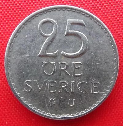 Лот: 1588915. Фото: 1. (№712-9/LF) 25 эре 1965 (Швеция... Европа
