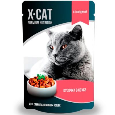 Лот: 18455817. Фото: 1. Корм X-CAT (Икс-кэт) влажный для... Корма
