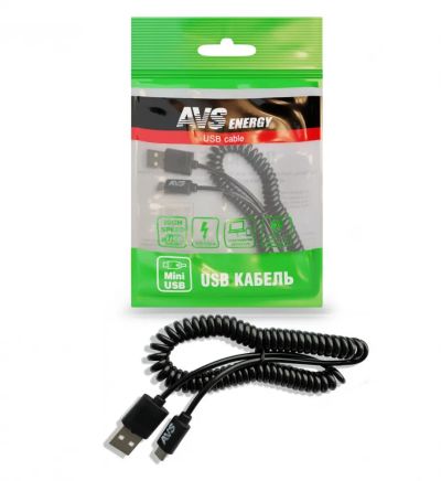 Лот: 20584118. Фото: 1. Кабель AVS mini USB (2м, витой... Электроприборы для автомобиля