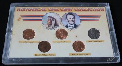 Лот: 1672997. Фото: 1. Набор монет 1 цент, США (5 монет... Наборы монет