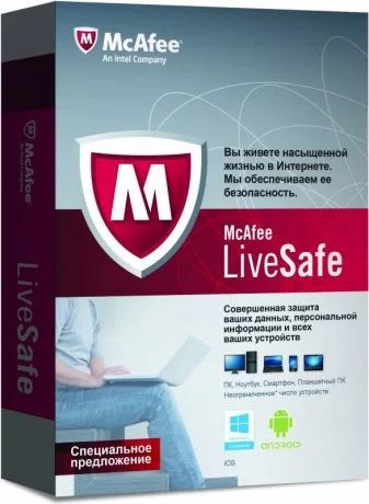 Лот: 6341984. Фото: 1. Антивирус McAfee LiveSafe (BOX... Системные