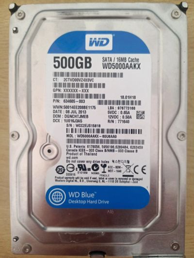 Лот: 18024379. Фото: 1. Жесткий диск 500Gb WD Blue [WD5000AAKX... Жёсткие диски (HDD)