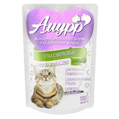 Лот: 14702285. Фото: 1. Амурр Утка/Морковь в желе 100г... Корма