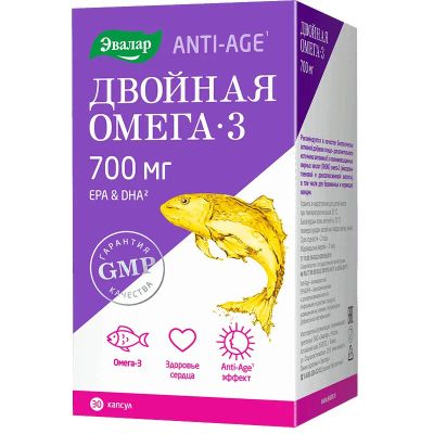 Лот: 23722058. Фото: 1. Anti-Age Двойная Омега-3 Эвалар... Лекарства