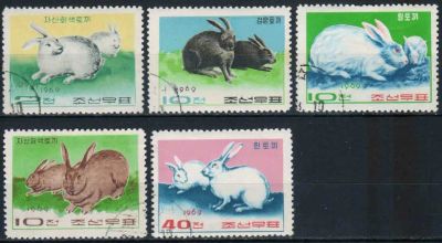Лот: 20832874. Фото: 1. 1969. Северная Корея. Кролики... Марки