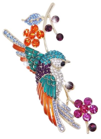 Лот: 6702029. Фото: 1. Брошь с сваровски Swarovski птичка... Броши