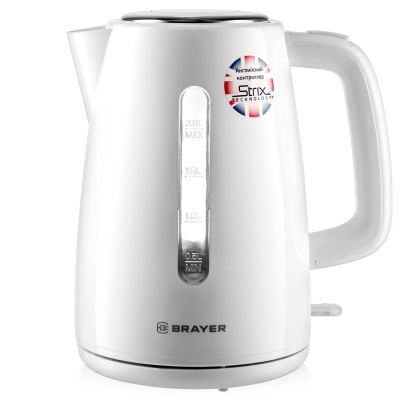 Лот: 24435615. Фото: 1. Электрический чайник Brayer BR1058WH. Чайники, кофемашины, кулеры