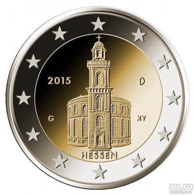 Лот: 9269558. Фото: 1. 2 евро 2015 Гессен UNC Германия... Европа