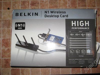 Лот: 284536. Фото: 1. Belkin N1 Wireless Desktop Card... WiFi, Bluetooth адаптеры