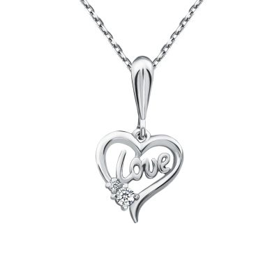 Лот: 23848654. Фото: 1. Серебряная подвеска Love с фианитами... Кулоны, подвески