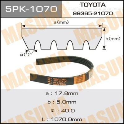 Лот: 18589892. Фото: 1. Ремень ручейковый masuma 5PK-1070. Расходные материалы