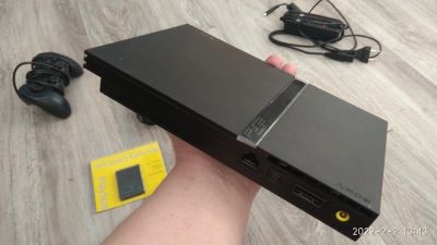 Лот: 18602807. Фото: 1. Sony PlayStation 2 Slim (чёрная... Игровые приставки, консоли