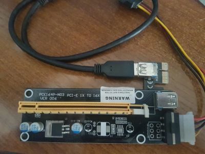 Лот: 17498767. Фото: 1. Райзер (Riser) PCI-E 1x-16x 4pin... Шлейфы, кабели, переходники