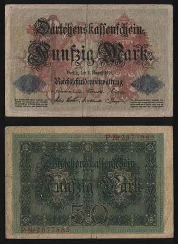Лот: 25806758. Фото: 1. Банкнота Германии 50 марок 1914. Германия и Австрия