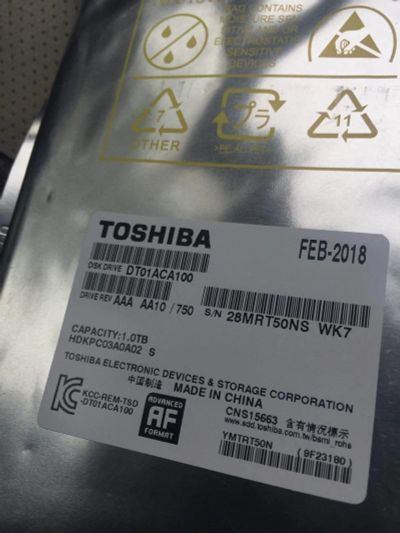 Лот: 12096617. Фото: 1. Жесткий диск Toshiba dt01aca100. Жёсткие диски (HDD)
