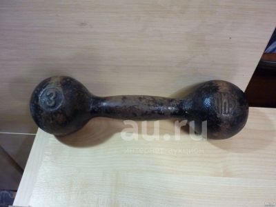 Лот: 18551767. Фото: 1. Гантеля советская, 3 кг., 1 шт. Гантели