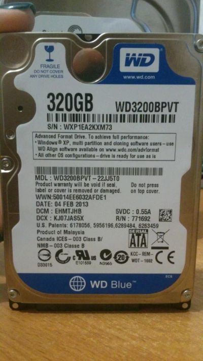 Лот: 6442260. Фото: 1. Диск HDD WD 320Gb 2.5'. Жёсткие диски (HDD)