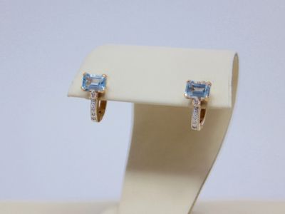 Лот: 14914328. Фото: 1. ЗОЛОТЫЕ СЕРЬГИ С ТОПАЗОМ 3,91... Серьги, каффы