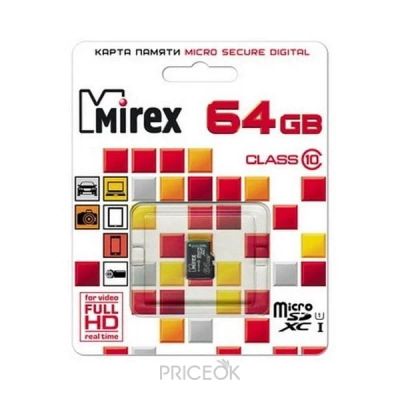Лот: 10944919. Фото: 1. MicroSD 64 gb Mirex 10 class\Форм-фактор-microSDXC... Карты памяти