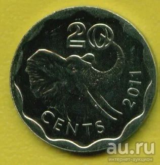 Лот: 8808006. Фото: 1. Свазиленд 20 центов 2011 толстая... Африка
