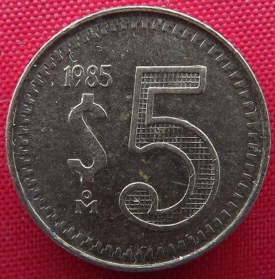 Лот: 1605255. Фото: 1. (№1006/LF) 5 песо 1985 (Мексика... Америка