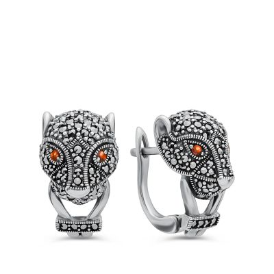 Лот: 23840810. Фото: 1. Серебряные серьги с марказитами... Серьги, каффы