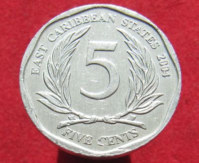 Лот: 15811402. Фото: 1. Восточные Карибы 5 центов, 2004г... Остальные страны