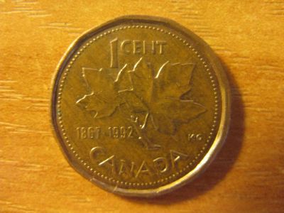 Лот: 9589896. Фото: 1. Канада 1 цент 1992 года. Юбилейная... Америка