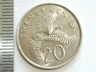 Лот: 7761913. Фото: 1. Монета 20 цент Сингапур 1986 герб... Азия