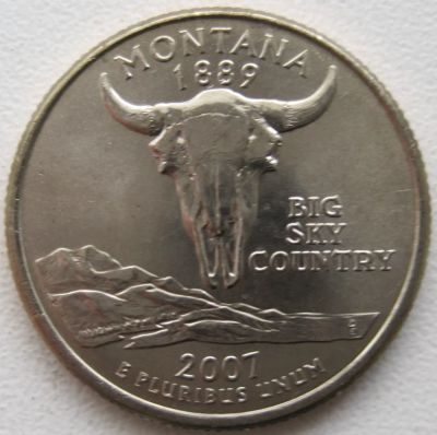 Лот: 6731055. Фото: 1. США 25 центов 2007. Монтана (штаты... Америка