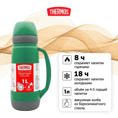 Лот: 24432035. Фото: 1. Термос Thermos 1 л Green (36-1000... Термосы, термокружки, фляжки