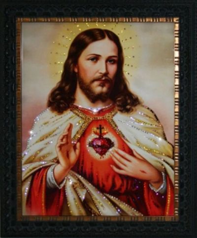 Лот: 21290937. Фото: 1. Картина Сердце Христа с кристаллами... Другое (сувениры, подарки)