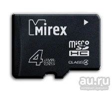 Лот: 8153525. Фото: 1. Карта памяти microSD HC 4 GB Mirex... Карты памяти