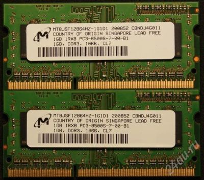 Лот: 545333. Фото: 1. DDR3 Micron PC3-8500S-7-00-B1... Оперативная память