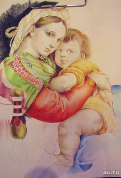 Лот: 13265623. Фото: 1. Мадонна с младенцем. Портрет по... Картины, рисунки